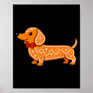 Gingerbread Dachshund Christmas Cute Weiner Dog Poster