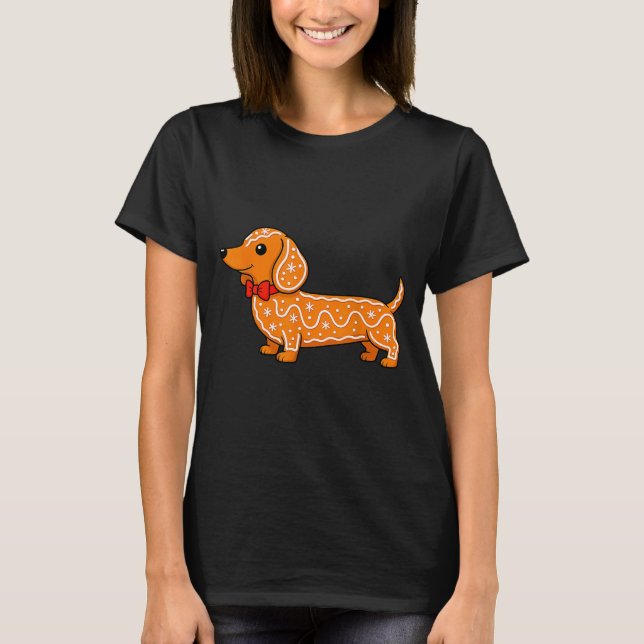 Gingerbread Dachshund Christmas Cute Weiner Dog  T-Shirt (Front)