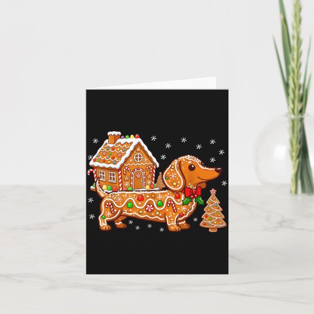 Gingerbread Dachshund Christmas Tree House Cookie  Card (Front)