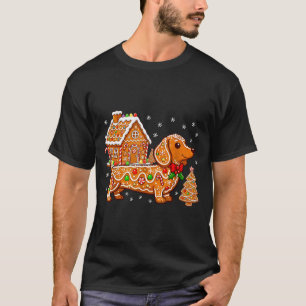 Gingerbread Dachshund Christmas Tree House Cookie  T-Shirt