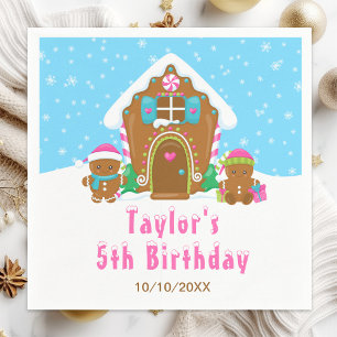 Gingerbread Decorating Birthday Party Blue Pink Napkin