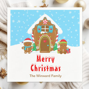 Gingerbread Decorating Party Bright Blue and Red Napkin