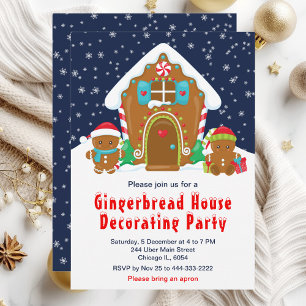 Gingerbread Decorating Party Navy Blue and Red Invitation