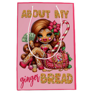 Gingerbread Diva Funny Urban Christmas Medium Gift Bag