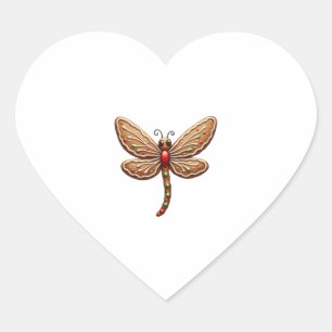 Gingerbread Dragonfly Heart Sticker