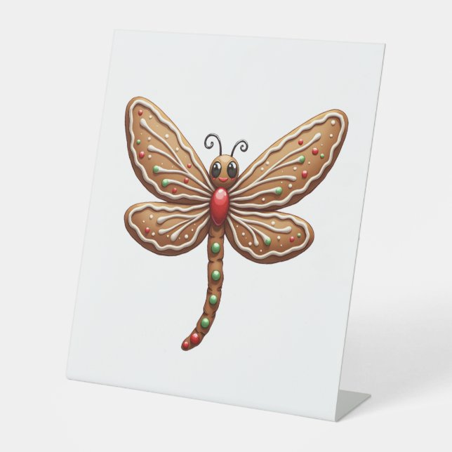 Gingerbread Dragonfly Pedestal Sign (Front)