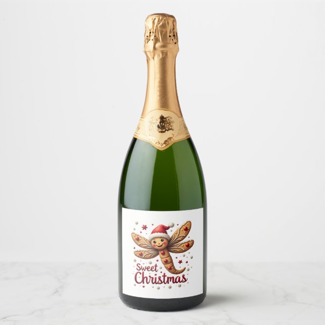 Gingerbread Dragonfly Sparkling Wine Label (Front)