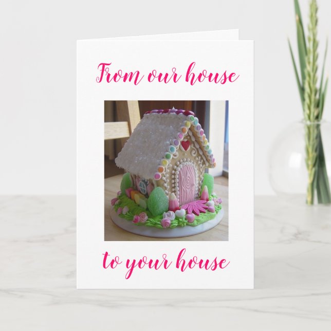 GINGERBREAD EASTER HOUSE GREETINGS FROM US HOLIDAY CARD (Front)