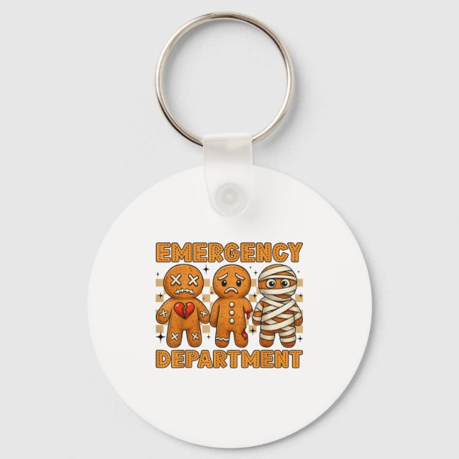 Gingerbread Emergency Department Christmas Nurse D Key Ring (Front)