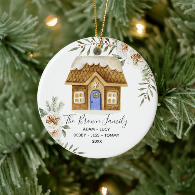Gingerbread Family Christmas House Ornament Gift (Tree)