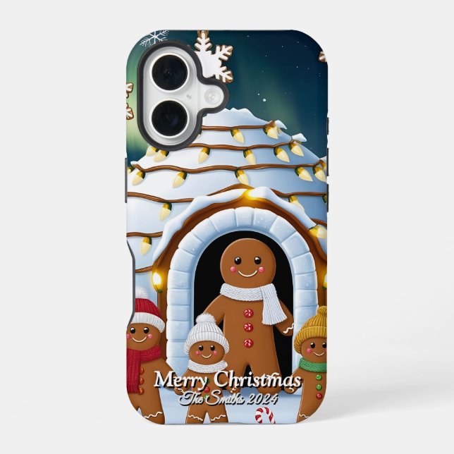 Gingerbread Family Christmas  iPhone 16 Case (Back)