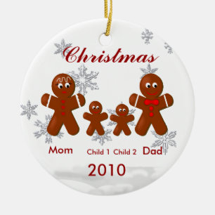 Gingerbread Family of Four Christmas Ornament