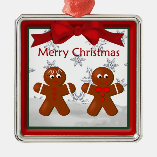 Gingerbread Family of Two Couple Premium Ornament (Front)