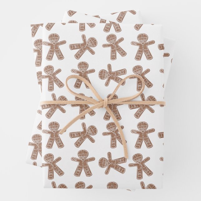 Gingerbread Fantasy Football Team Gift Wrap (In situ)