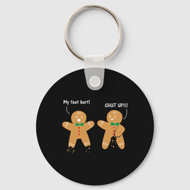 Gingerbread Feet Hurt Sarcastic Cookie Fun Christm Key Ring (Front)