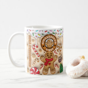 Gingerbread Festive Holiday Ceramic Cup, Christmas Coffee Mug