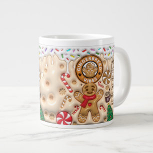 Gingerbread Festive Holiday Ceramic Cup, Christmas Large Coffee Mug