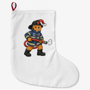 Gingerbread Firefighter Christmas 2026 Holiday Large Christmas Stocking