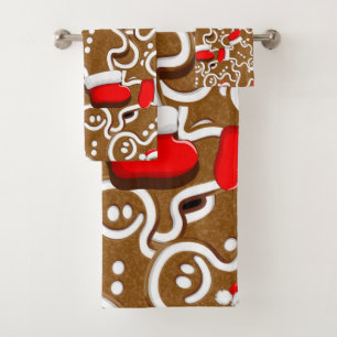 gingerbread, food, baking, bakery, pastries, cooki bath towel set
