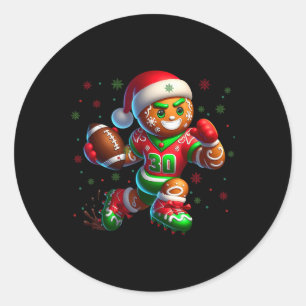 Gingerbread Football Christmas Design Fun Holiday Classic Round Sticker