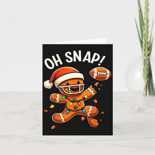 Gingerbread Football Oh Snap Christmas Lights Desi Card (Front)