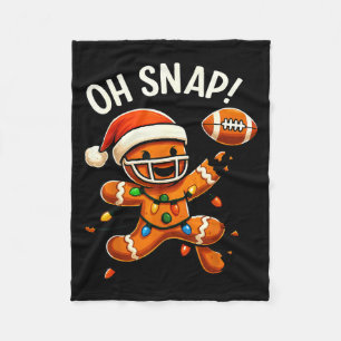 Gingerbread Football Oh Snap Christmas Lights Desi Fleece Blanket