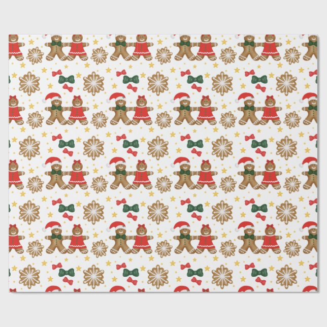 Gingerbread Friends Christmas Wrapping Paper (Flat)