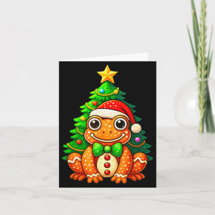 Gingerbread Frog Wearing Santa Hat Christmas Tree  Card