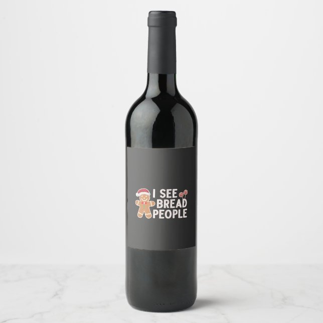  Gingerbread Funny Christmas baking holiday  Wine Label (Front)