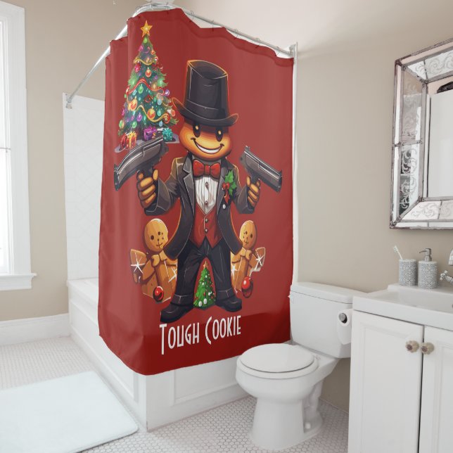 Gingerbread Gangster Shower Curtain (In Situ)