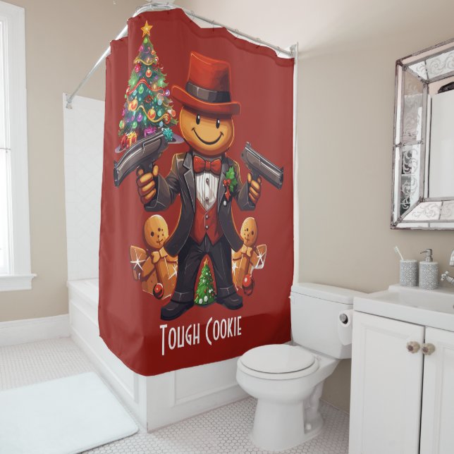 Gingerbread Gangster Shower Curtain (In Situ)