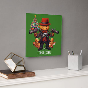 Gingerbread Gangster Square Wall Clock