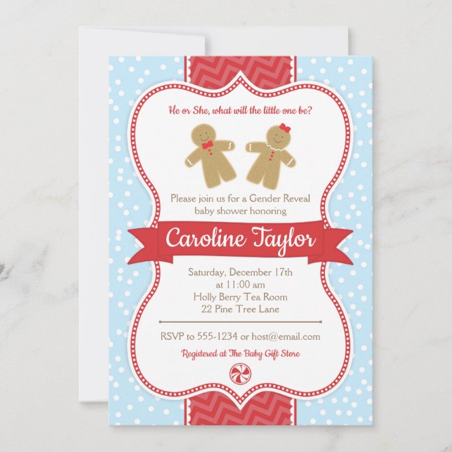 Gingerbread Gender Reveal Baby Shower Invitation (Front)