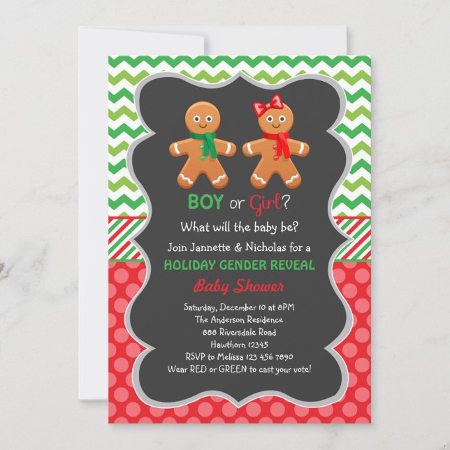 Gingerbread Gender Reveal Invitation (Front)