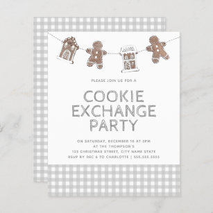 Gingerbread Gingham Cookie Exchange Budget Invite
