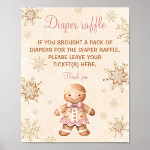 Gingerbread Girl Baby Shower Diaper Raffle Sign