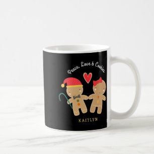 Gingerbread Girl Boy Holiday Peace Love Cookies Coffee Mug