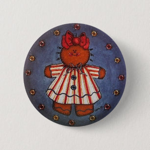 Gingerbread Girl Button Pin
