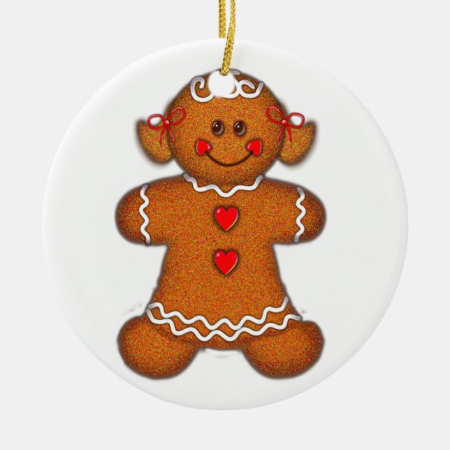 GINGERBREAD GIRL by SHARON SHARPE Ceramic Ornament (Front)