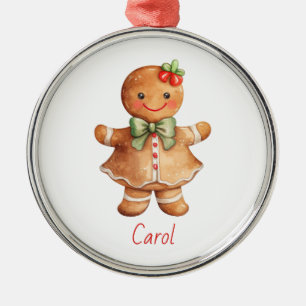 Gingerbread Girl Christmas  Metal Ornament
