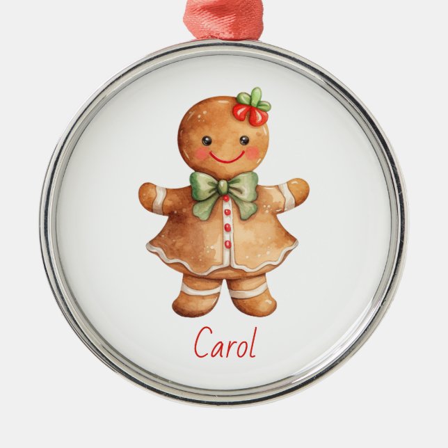 Gingerbread Girl Christmas  Metal Ornament (Front)