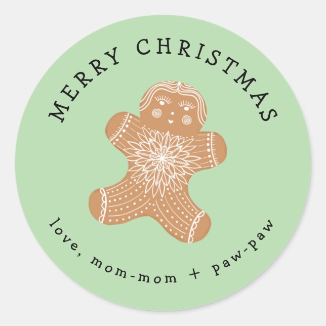 Gingerbread girl cookie gift sticker (Front)
