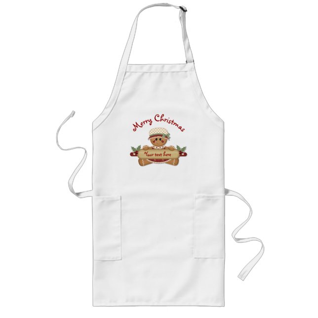 Gingerbread Girl Country Christmas Long Apron (Front)