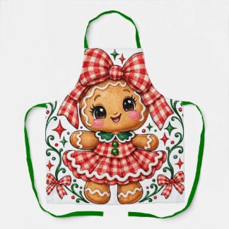 Gingerbread Girl in Red Gingham Apron