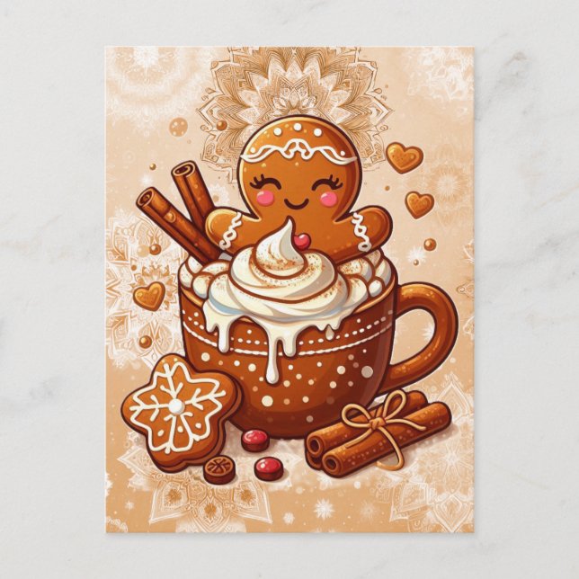 Gingerbread Girl’s Hot Cocoa Hot Tub Retreat Postcard (Front)