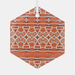 GINGERBREAD Glass Hexagon Ornament
