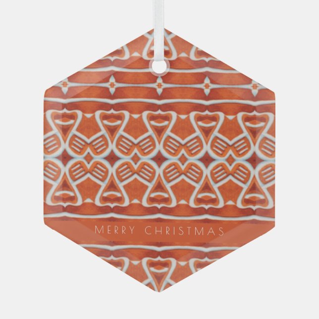 GINGERBREAD Glass Hexagon Ornament (Front)