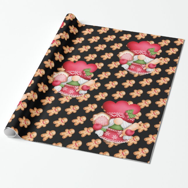 Gingerbread Gnome Customise Colour Wrapping Paper (Unrolled)