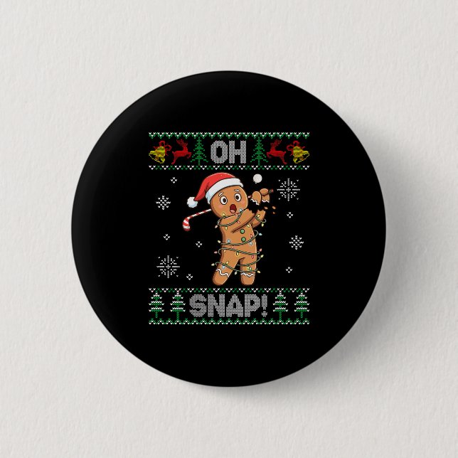 Gingerbread Golf Christmas Cookie Oh Snap Santa Ug 6 Cm Round Badge (Front)