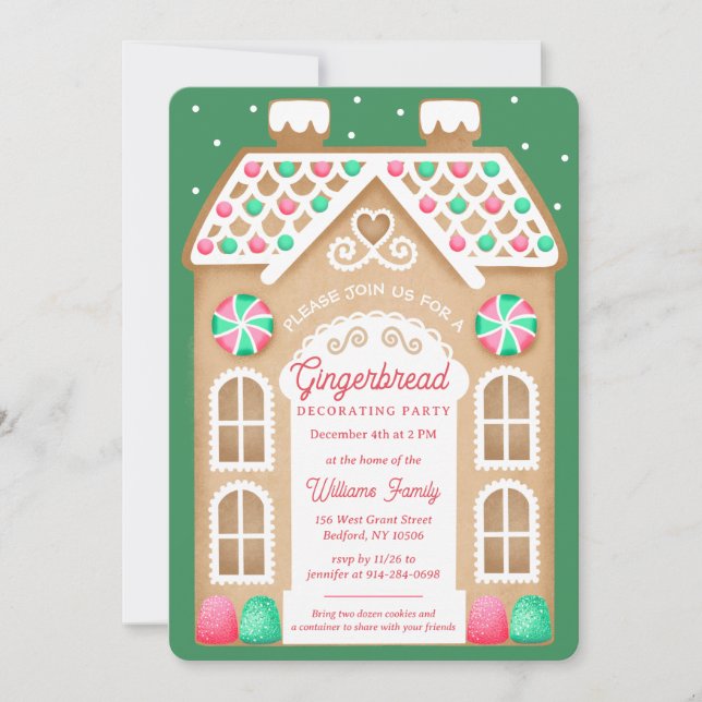 Gingerbread green Party Invitation (Front)